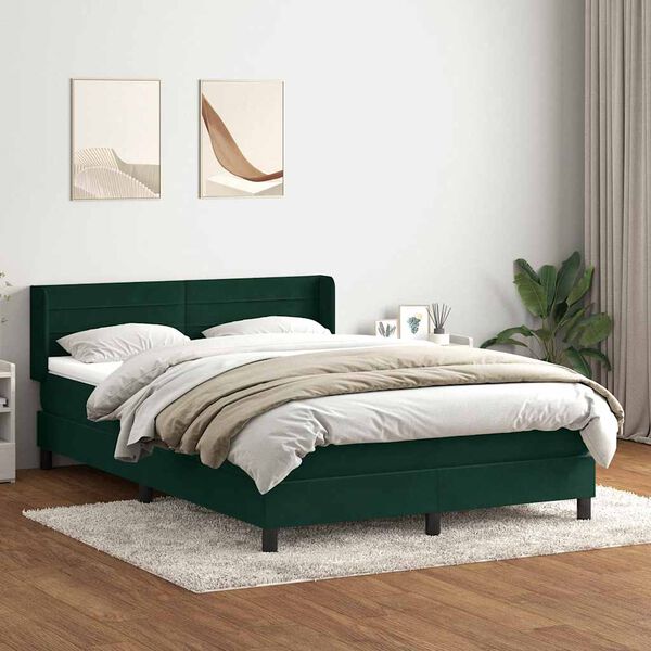 vidaXL Sommier &agrave; lattes de lit et matelas vert fonc&eacute; 160x210cm velours
