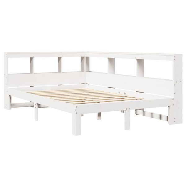 vidaXL Lit biblioth&egrave;que sans matelas blanc 120x190 cm bois pin massif