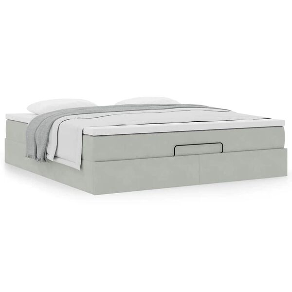 VidaXL Cadre de lit ottoman avec matelas gris clair 180x200 cm velours