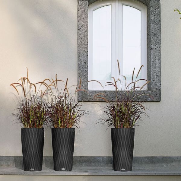 LECHUZA Jardini&egrave;re CILINDRO Cottage 32 ALL-IN-ONE diam&egrave;tre 32cm granit