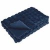 vidaXL Couverture en Fourrure de Lapin Synth&eacute;tique 4 pcs Bleu Marine