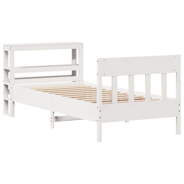 vidaXL Cadre de lit sans matelas blanc 75x190 cm bois de pin massif