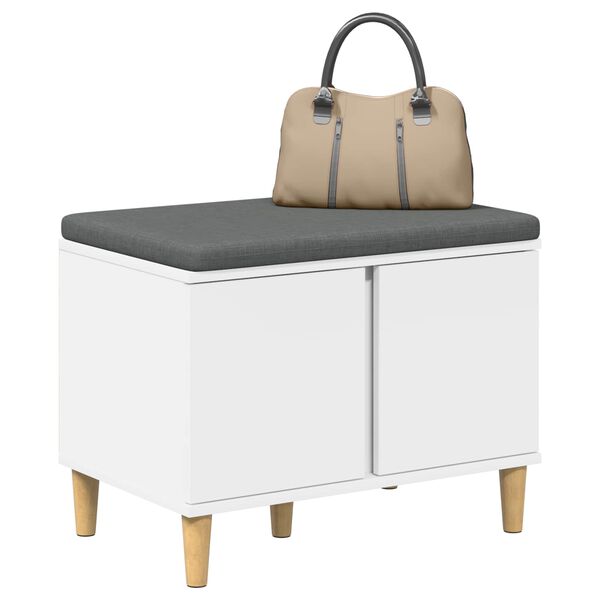 vidaXL Banc d'entr&eacute;e Blanc 60 x 38 x 46 cm Bois Ing&eacute;nierie et Tissu