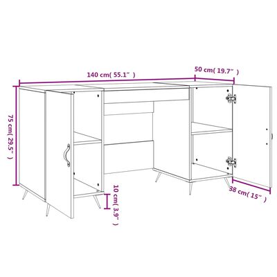 vidaXL Bureau blanc 140x50x75 cm bois d'ingénierie