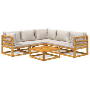 vidaXL Salon de jardin 6 pcs avec coussins gris clair bois massif