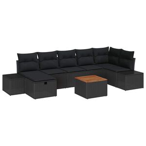 vidaXL Ensemble de canap&eacute; de jardin 8 pc Noir polyrotin