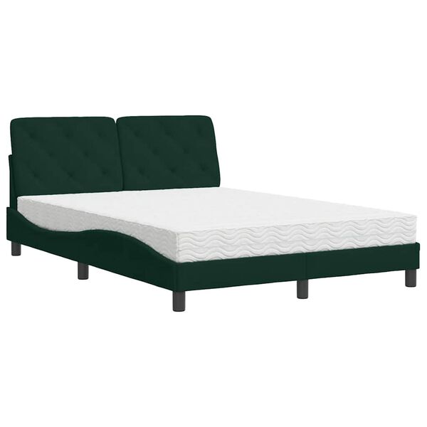 vidaXL Lit avec matelas vert fonc&eacute; 140x190 cm velours