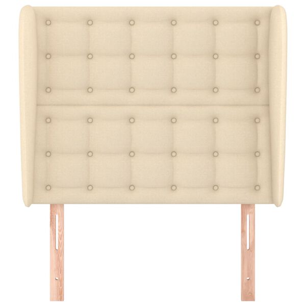 vidaXL T&ecirc;te de lit avec oreilles Cr&egrave;me 103x23x118/128 cm Tissu