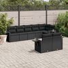 vidaXL Salon de jardin 8 pcs avec coussins noir r&eacute;sine tress&eacute;e