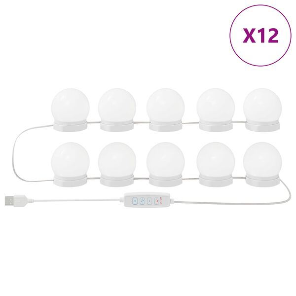 vidaXL Lampes miroir 12 pcs Blanc 4.5 x 4.5 x 4.8 cm Plastique