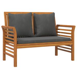 vidaXL Banc de canap&eacute; avec coussins gris fonc&eacute; Bois d'acacia solide