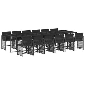 vidaXL Ensemble &agrave; manger de jardin 13 pcs coussins noir r&eacute;sine tress&eacute;e
