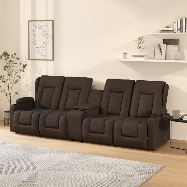 vidaXL Fauteuil inclinable porte-gobelets 4 places marron similicuir