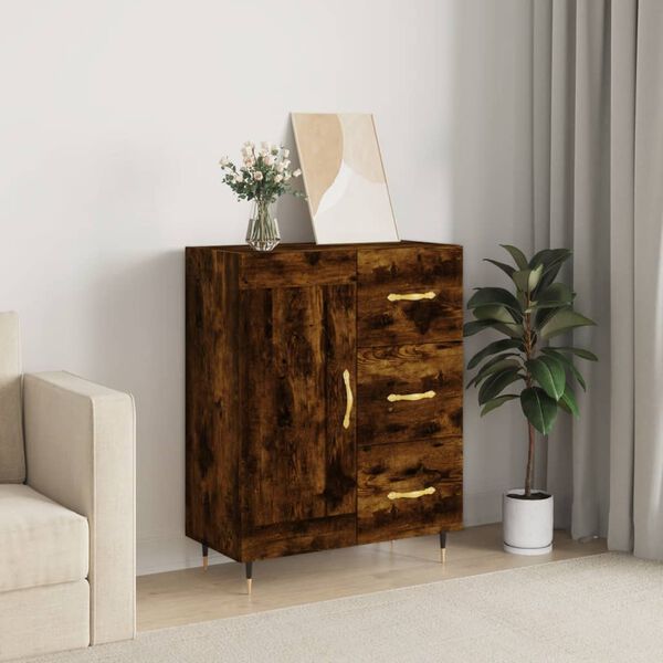 vidaXL Buffet ch&ecirc;ne fum&eacute; 69,5x34x90 cm bois d'ing&eacute;nierie