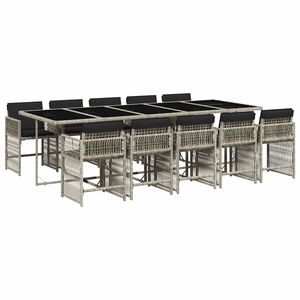 vidaXL Ensemble &agrave; manger de jardin 11pcs avec coussins gris poly rotin