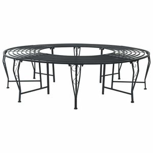 vidaXL Banc d'Arbre 8-Nombre de places &Oslash; 160 x 44 cm Acier Noir Rond