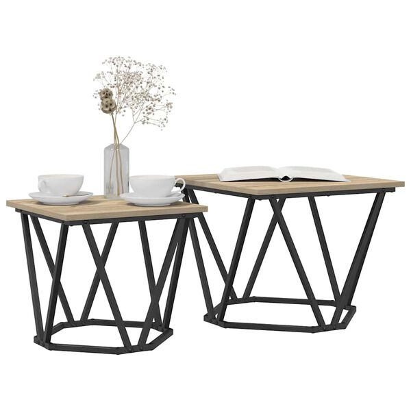 vidaXL Ensemble de tables d'appoint 2 pcs Ch&ecirc;ne sonoma 50 x 50 x 40 cm