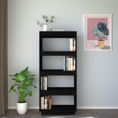 vidaXL Bibliothèque/Séparateur de pièce Noir 60x35x135 cm Pin massif