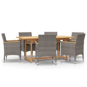 vidaXL Ensemble &agrave; manger de jardin 7 pcs avec coussins Gris