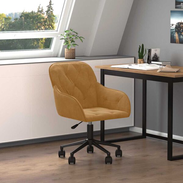 vidaXL Chaise pivotante de bureau Marron Velours