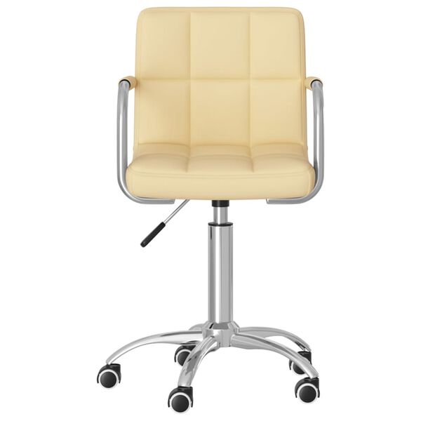 vidaXL Chaise de bureau pivotante Cr&egrave;me Similicuir
