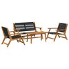 vidaXL Chaises de jardin avec table 4 pcs Noir Bois d'acacia massif