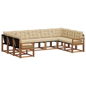 vidaXL Ensemble de canap&eacute;s d'ext&eacute;rieur 9 pcs Naturel et Beige