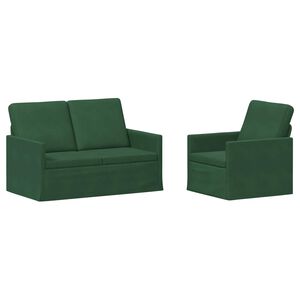 vidaXL Ensemble de Canap&eacute;s 2 pcs Vert Jungle Tissu en velours c&ocirc;tel&eacute;