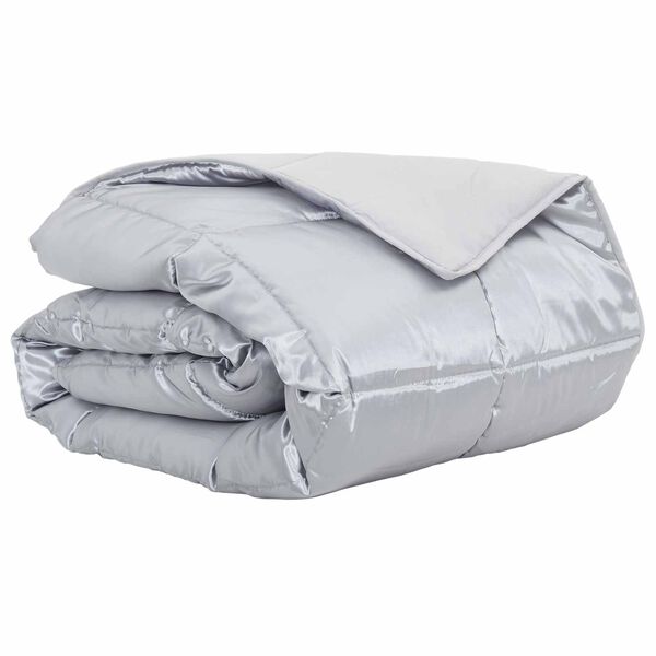 vidaXL Duvet d'&eacute;t&eacute; simple Argent&eacute; 220 x 260 cm Satin et Microfibre