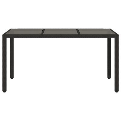 vidaXL Table de jardin 150x90x75cm Verre trempé et résine tressée Noir