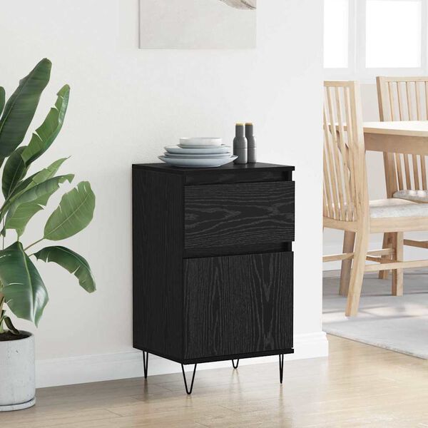 vidaXL Buffet avec tiroir Ch&ecirc;ne noir 35 x 40 x 70 cm Bois d'ing&eacute;nierie