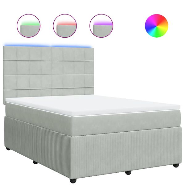 vidaXL Sommier &agrave; lattes de lit et matelas Gris clair 160x200cm Velours