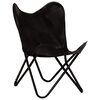 vidaXL Chaises papillon lot de 2 noir taille d'enfants cuir v&eacute;ritable