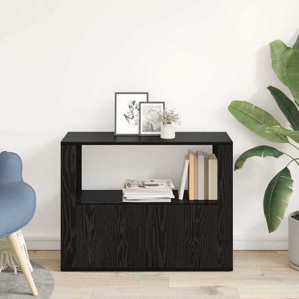 vidaXL Buffet Ch&ecirc;ne noir 80 x 30 x 60 cm Bois d'ing&eacute;nierie
