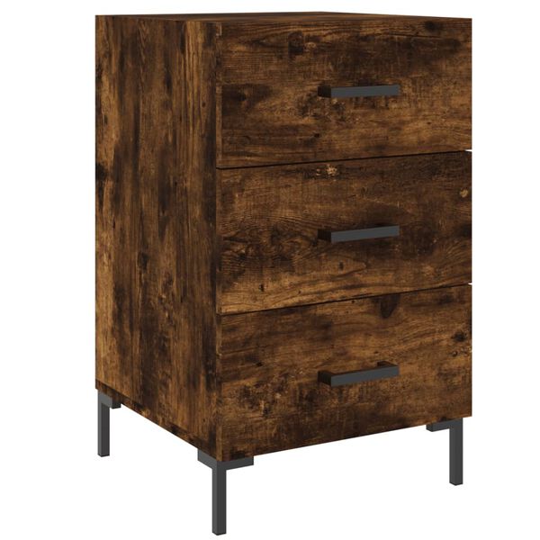 vidaXL Table de chevet ch&ecirc;ne fum&eacute; 40x40x66 cm bois d'ing&eacute;nierie