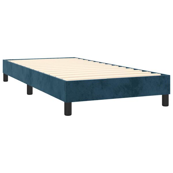 vidaXL Sommier &agrave; lattes de lit et matelas Bleu fonc&eacute; 80x200 cm Velours