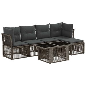 vidaXL Ensemble de canap&eacute; de jardin 6 pc Gris polyrotin