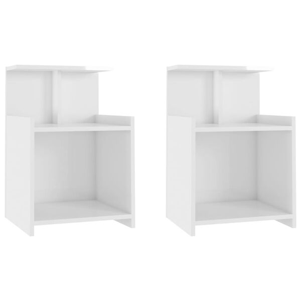 vidaXL Tables de chevet 2 pcs Blanc brillant 40x35x60 cm Agglom&eacute;r&eacute;