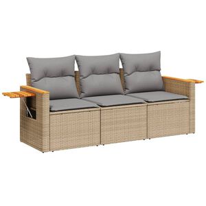 vidaXL Salon de jardin avec coussins 3 pcs beige r&eacute;sine tress&eacute;e