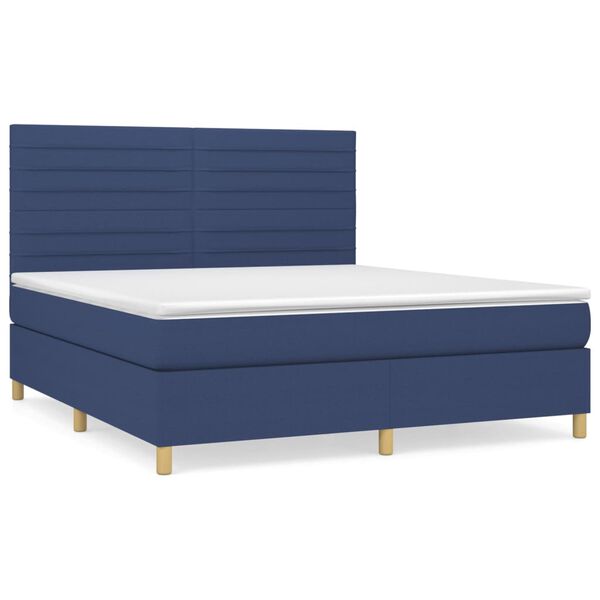 vidaXL Sommier &agrave; lattes de lit avec matelas Bleu 160x200 cm Tissu