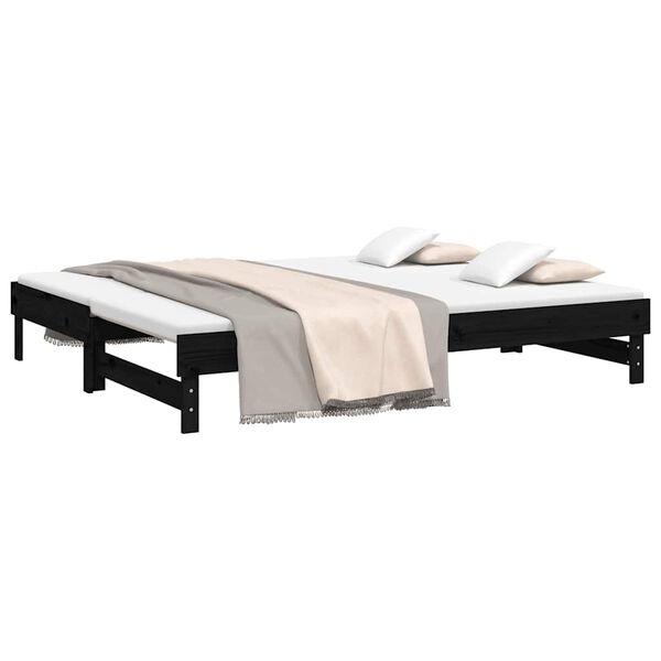 vidaXL Lit coulissant sans matelas noir 2x(80x200)cm