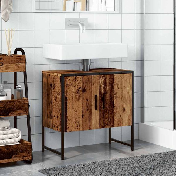 vidaXL Armoire lavabo de salle de bain vieux bois 60x33x60 cm