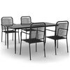 vidaXL Ensemble &agrave; manger de jardin 5 pcs Noir Corde de coton et acier