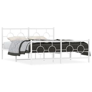 vidaXL Cadre de lit m&eacute;tal sans matelas et pied de lit blanc 150x200 cm