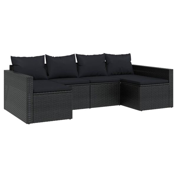 vidaXL Salon de jardin 2 pcs avec coussins Noir Résine tressée