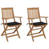 vidaXL Chaises pliables de jardin lot de 2 avec coussins Bois d'acacia