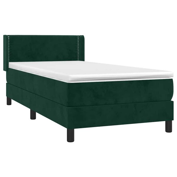 vidaXL Sommier &agrave; lattes de lit et matelas Vert fonc&eacute; 80x200 cm Velours