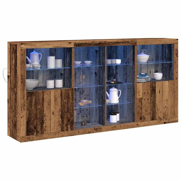 vidaXL Buffet LED 3 pcs Bois ancien 202 x 37 x 100 cm