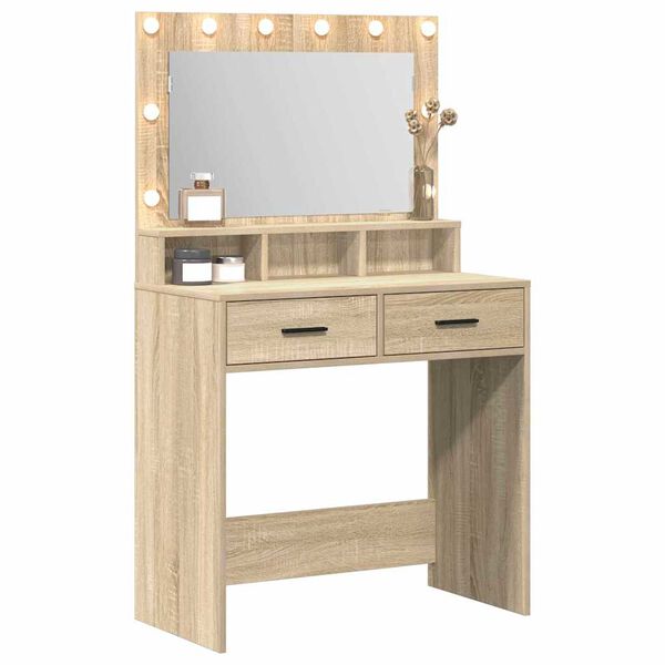 vidaXL Table de Toilette avec tiroir Ch&ecirc;ne Sonoma 79 x 41 x 135 cm