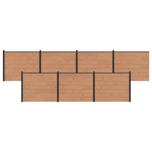 vidaXL Panneau de cl&ocirc;ture 7 pcs WPC et Aluminium Marron